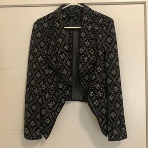 Sandro Black & White Patterned Draped Blazer